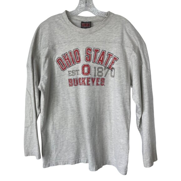 Ohio State Buckeyes Long Sleeve Tshirt Mens Tan Red Ohio State Fan 1 - Picture 1 of 8